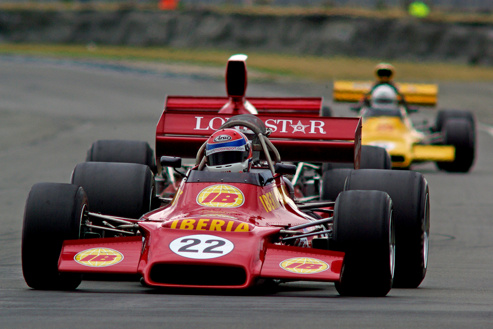 Chris Hyde and the McRae GM1 Formula 5000 single-seater he used to win the MSC NZ F5000 Tasman Cup Revival Series in 2008.