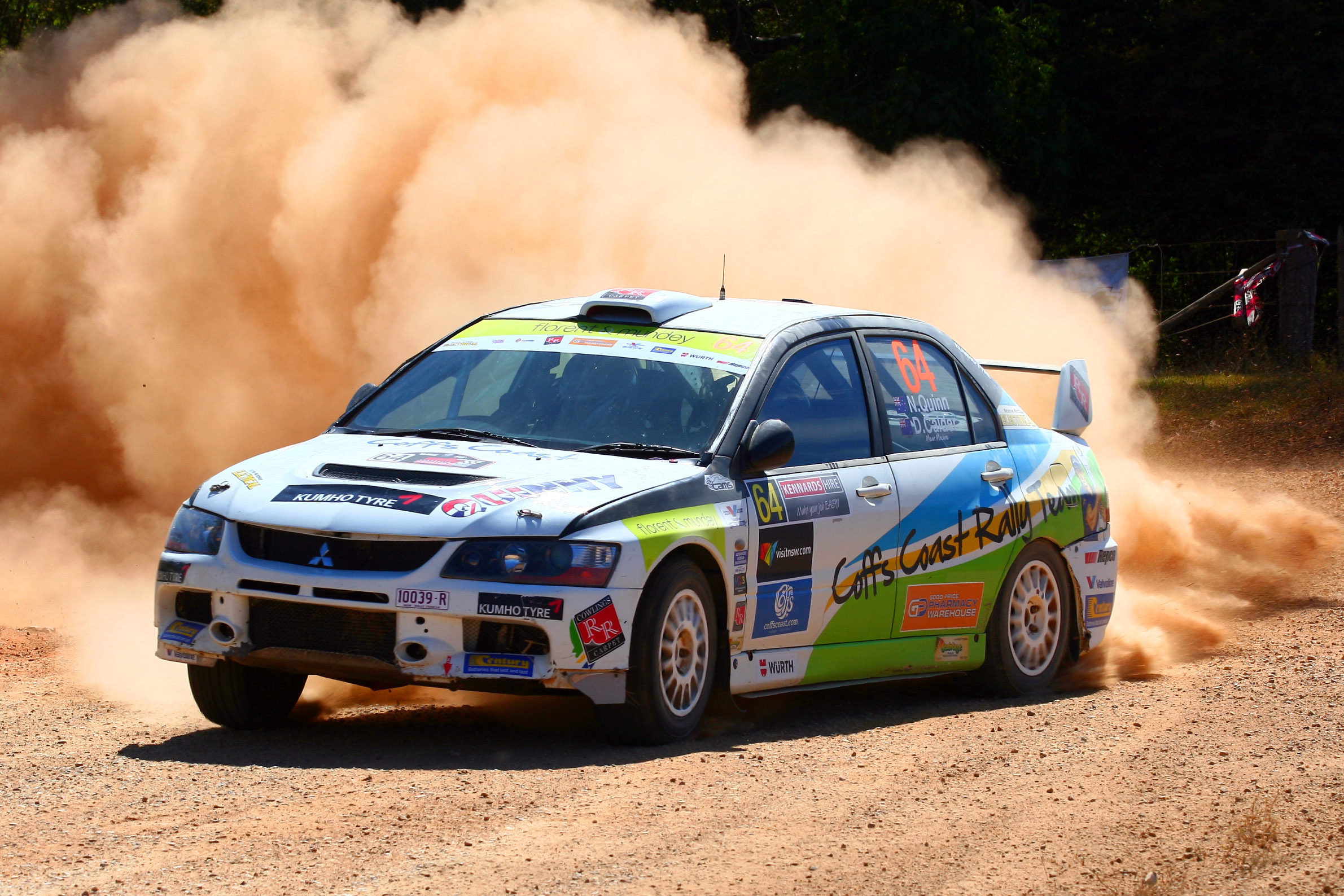 Coffs Harbour local, Nathan Quinn, raises the Rally Australia dust in the WRC round