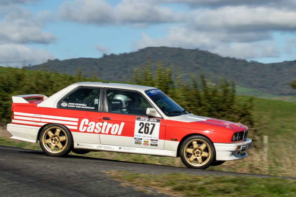 Leading the HW Richardson Classic class are NZ Targa event stalwarts Barry Kirk-Burnnand and co-driver Dave O’Carroll in the #267 BMW E30 M3